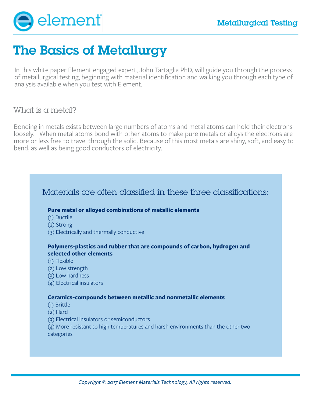 The Basics of Metallurgy