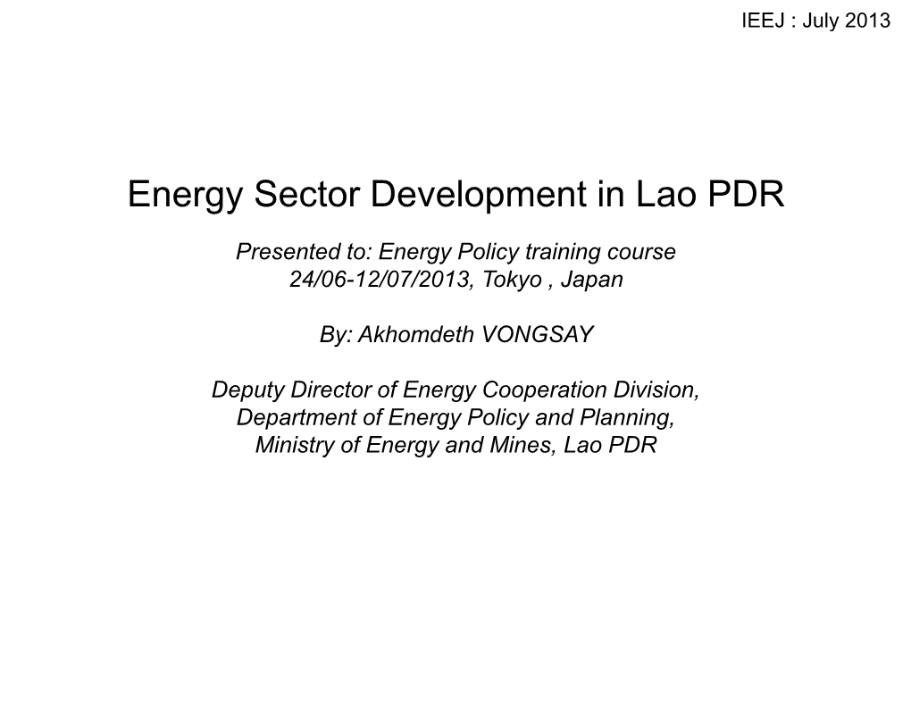 Lao PDR Energy Report