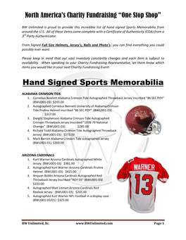 Hand Signed Sports Memorabilia from Around the U.S