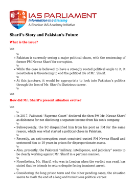 Sharif's Story and Pakistan's Future
