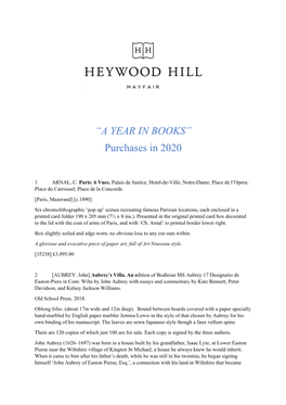 A YEAR in BOOKS” Purchases in 2020