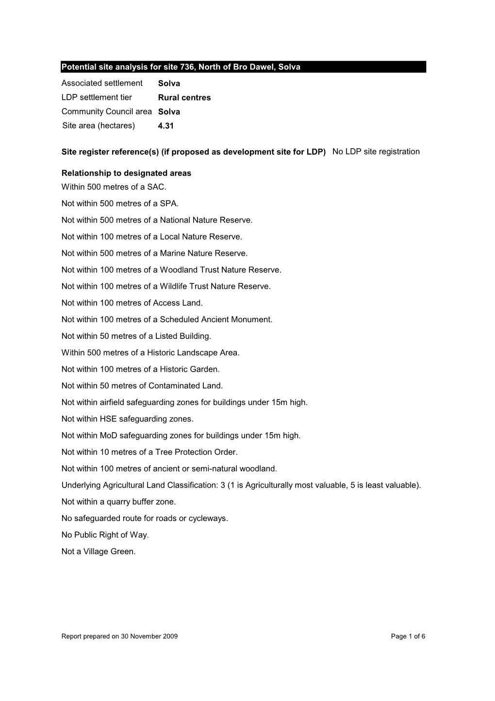 Solva Solva Rural Centres Associated Settlement LDP Settlement Tier