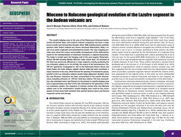 Miocene to Holocene Geological Evolution of the Lazufre Segment in the Andean Volcanic Arc GEOSPHERE; V