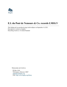 E.I. Du Pont De Nemours & Co. Records LMSS.V