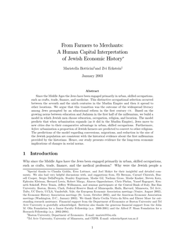 A Human Capital Interpretation of Jewish Economic History∗