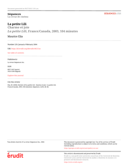 La Petite Lili Charme Et Joie La Petite Lili, France/Canada, 2003, 104 Minutes Maurice Elia