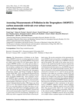 Assessing Measurements of Pollution in the Troposphere (MOPITT) Carbon Monoxide Retrievals Over Urban Versus Non-Urban Regions