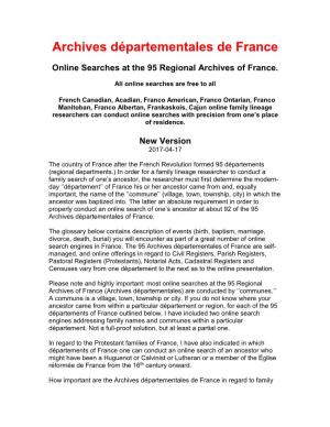 Archives Départementales De France