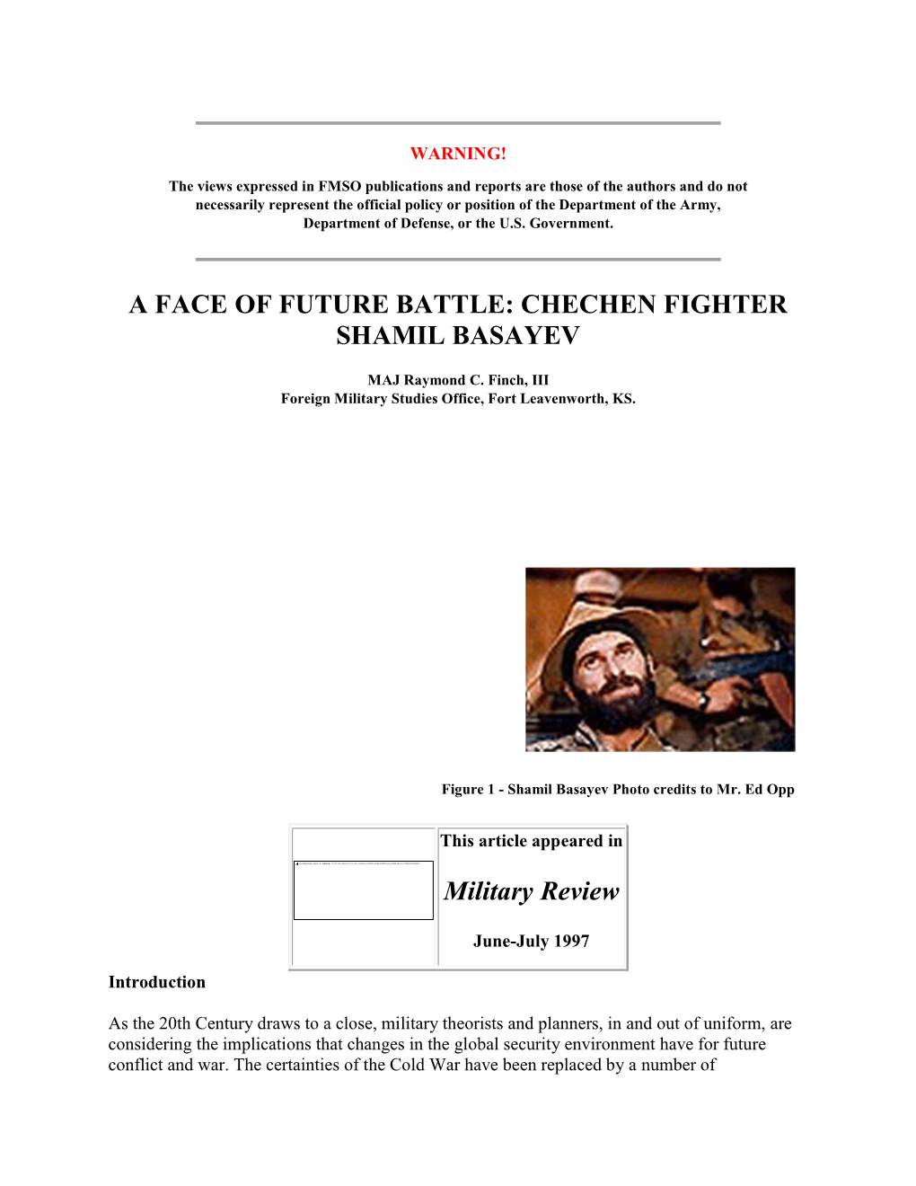 Chechen Fighter Shamil Basayev