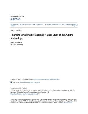 Financing Small Market Baseball: a Case Study of the Auburn Doubledays