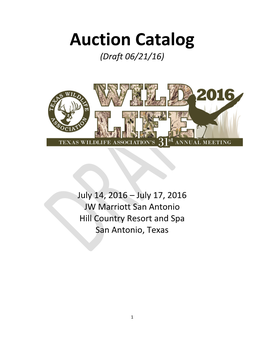 Auction Catalog (Draft 06/21/16)