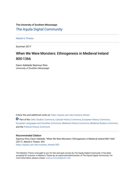Ethnogenesis in Medieval Ireland 800-1366