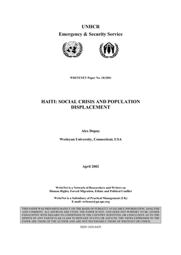 Haiti: Social Crisis and Population Displacement