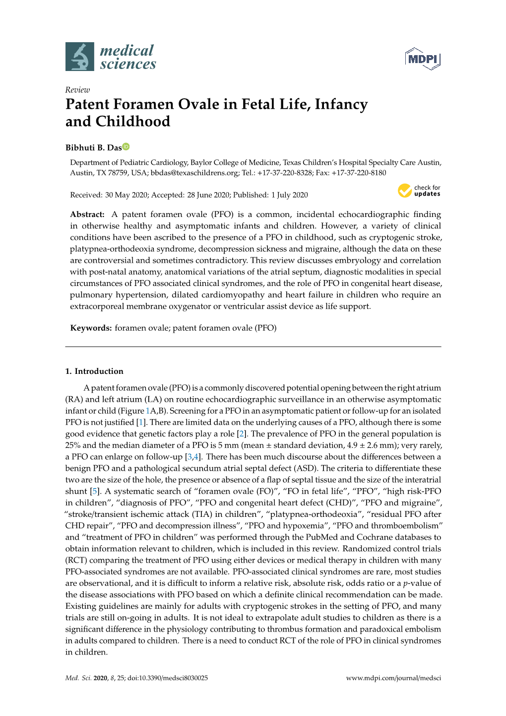 Patent Foramen Ovale in Fetal Life, Infancy and Childhood