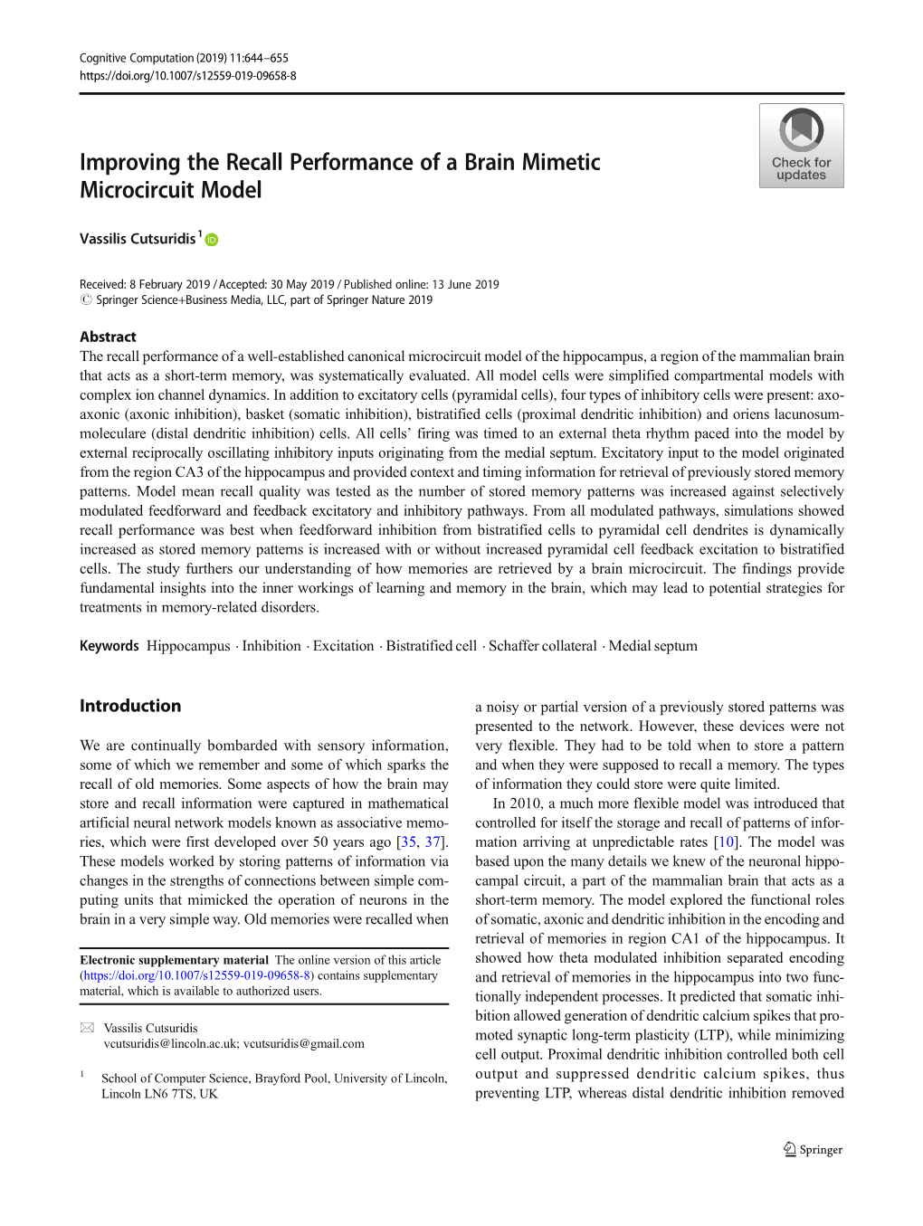 Improving the Recall Performance of a Brain Mimetic Microcircuit Model