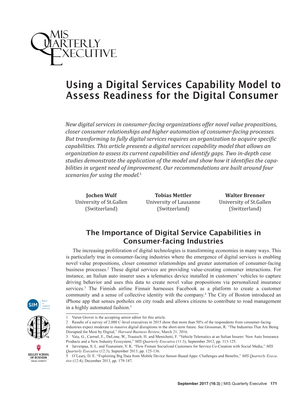Using a Digital Services Capability Model to Assess Readiness for the Digital Consumer