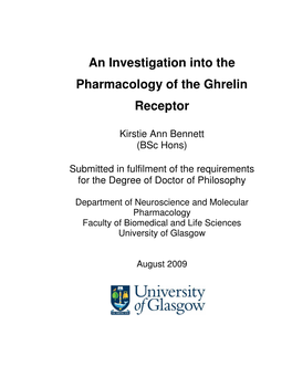 An Investigation Into the Pharmacology of the Ghrelin