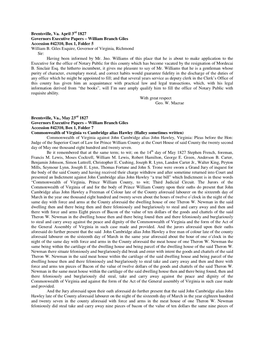 Brentsville, Va. April 3Rd 1827 Governors Executive Papers – William Branch Giles Accession #42310, Box 1, Folder 5 William B