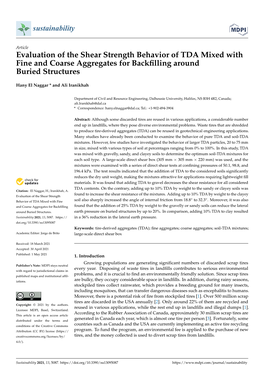 Evaluation of the Shear Strength Behavior of TDA Mixed with Fine and Coarse Aggregates for Backﬁlling Around Buried Structures