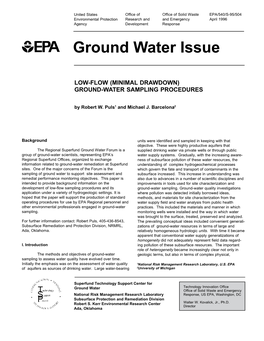 Low-Flow (Minimal Drawdown) Ground-Water Sampling Procedures