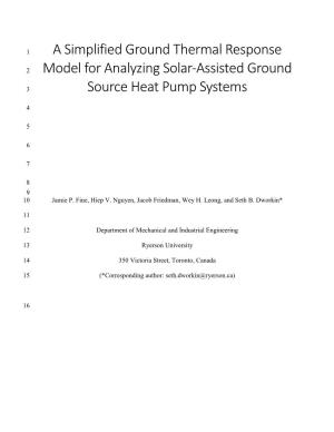 A Simplified Ground Thermal Response Model for Analyzing