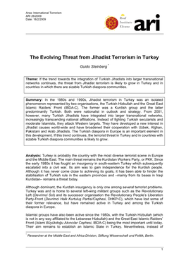 The Evolving Threat from Jihadist Terrorism in Turkey