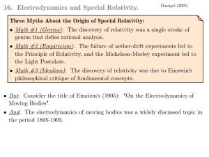 16. Electrodynamics and Special Relativity. Darrigol (2005)