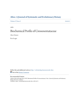 Biochemical Profile of Crossosomataceae Alicia Tatsuno