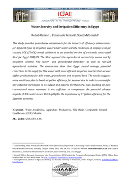 Water Scarcity and Irrigation Efficiency in Egypt Rehab Osman1