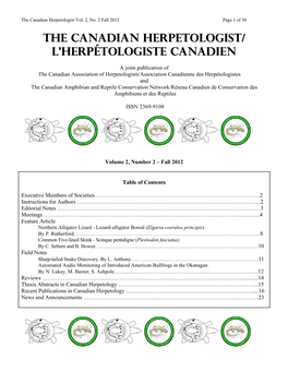 The Canadian Herpetologist Vol