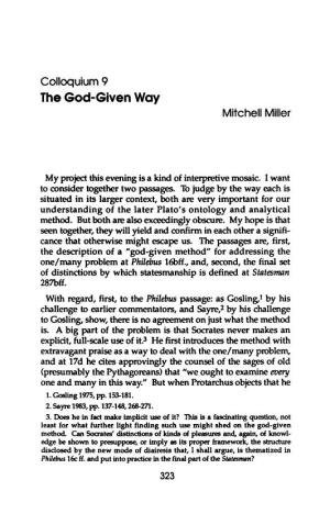 Colloquium 9 the God-Given Way Mitchell Miller My Project This