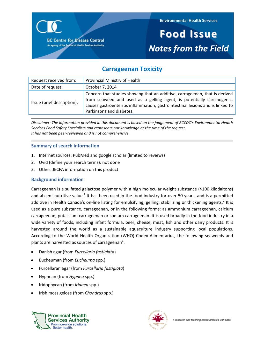 Carrageenan Toxicity