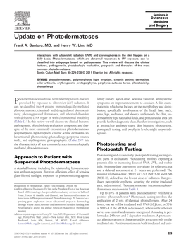Update on Photodermatoses Frank A