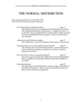 The Normal Distribution