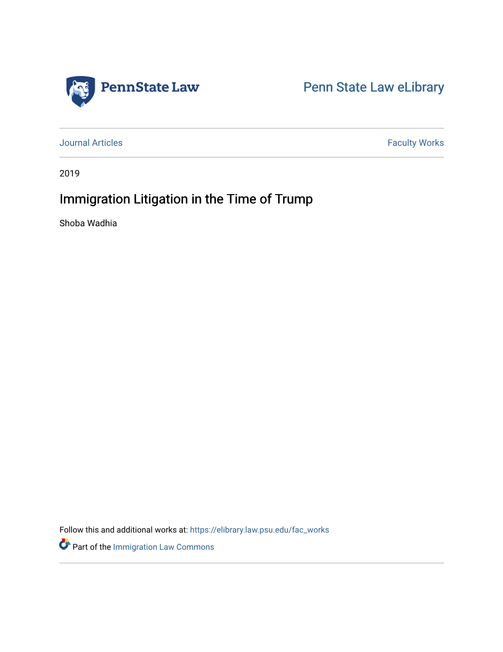 Immigration Litigation in the Time of Trump