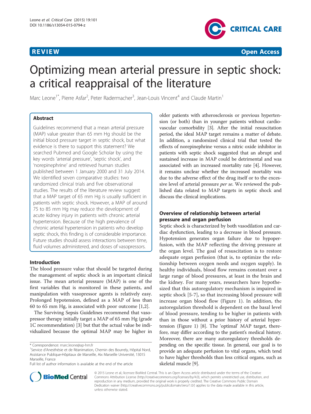 Optimizing Mean Arterial Pressure in Septic Shock