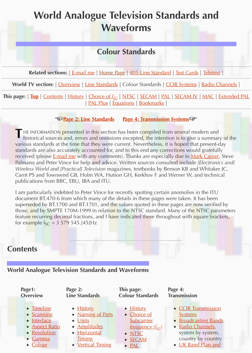 World Analogue Television Standards and Waveforms