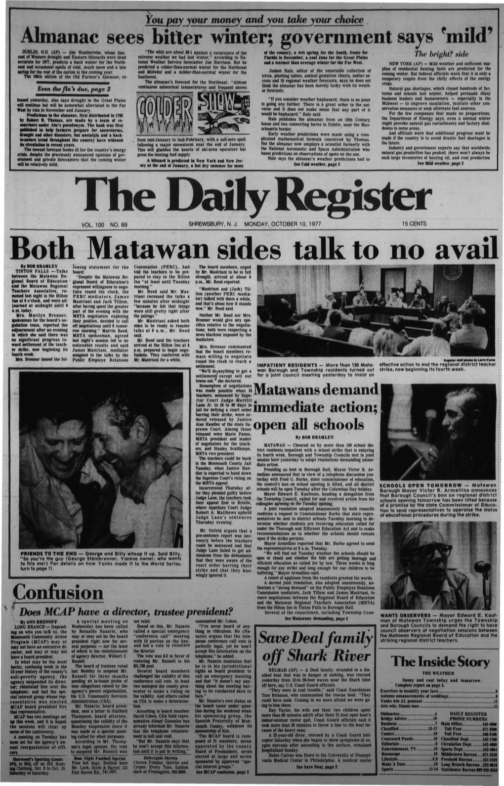 Both Matawan Sides Talk to No Avail by BOB BRAN I