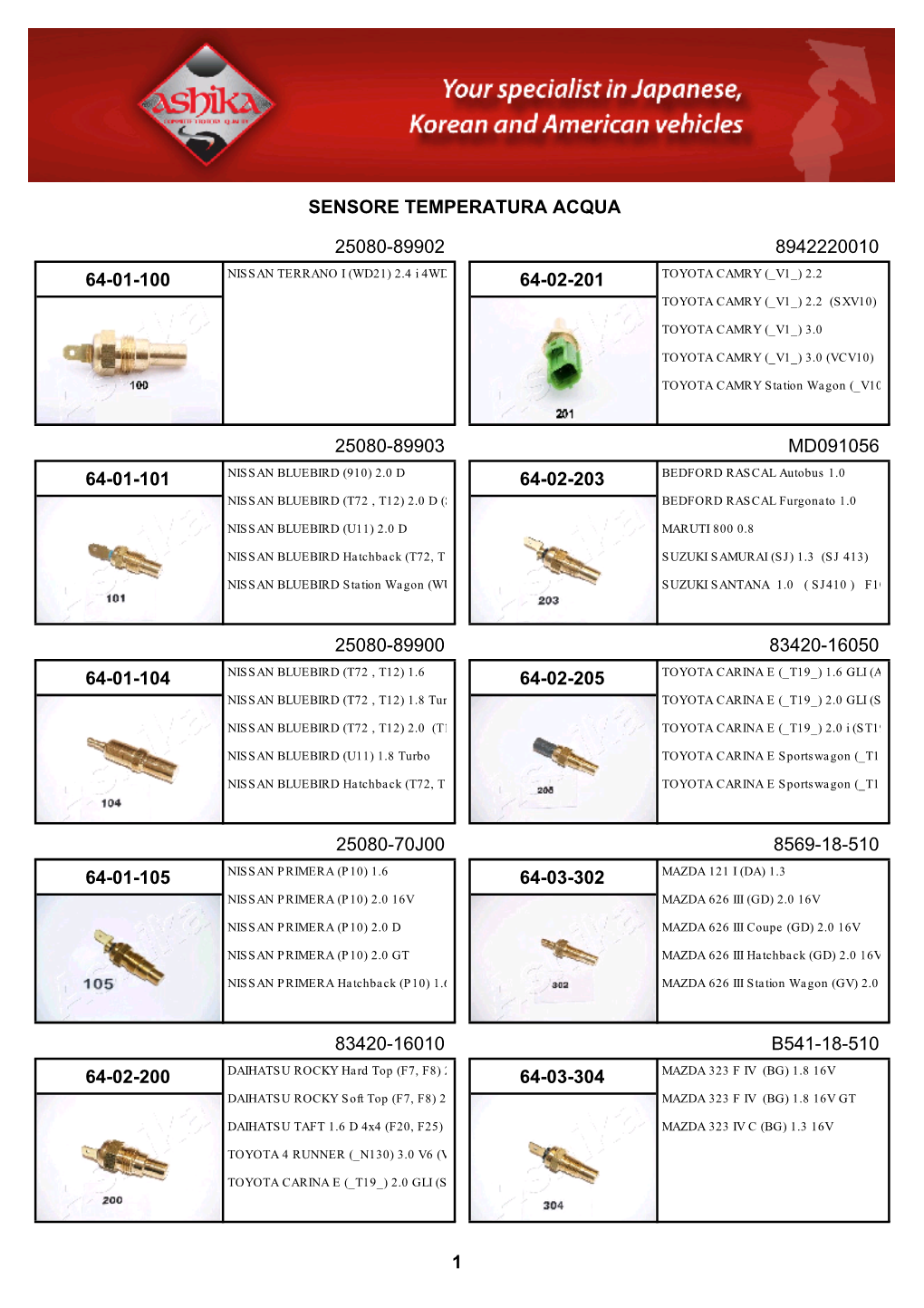 Sensore Temperatura Acqua 64-01-100 25080-89902 64-01-101