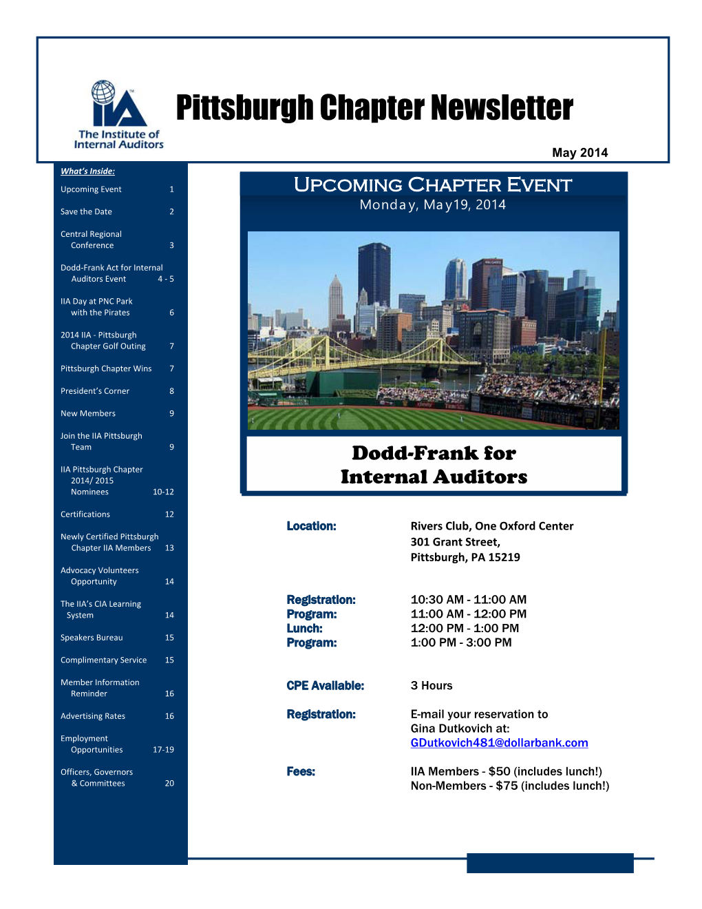Pittsburgh Chapter Newsletter