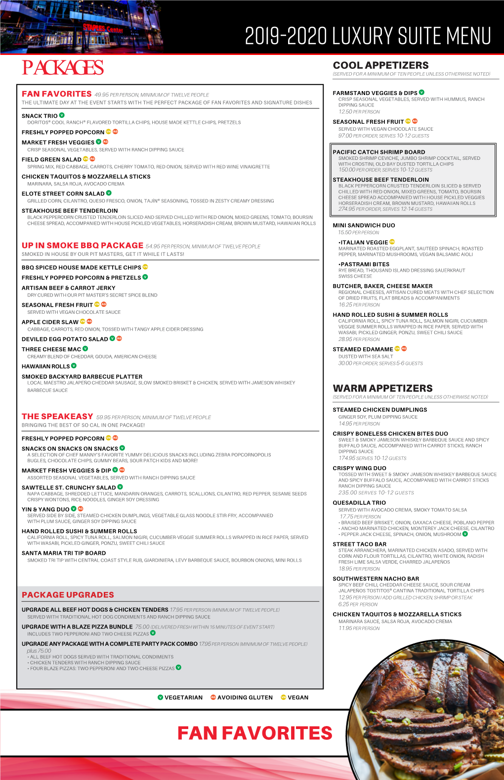 2019-2020 Luxury Suite Menu