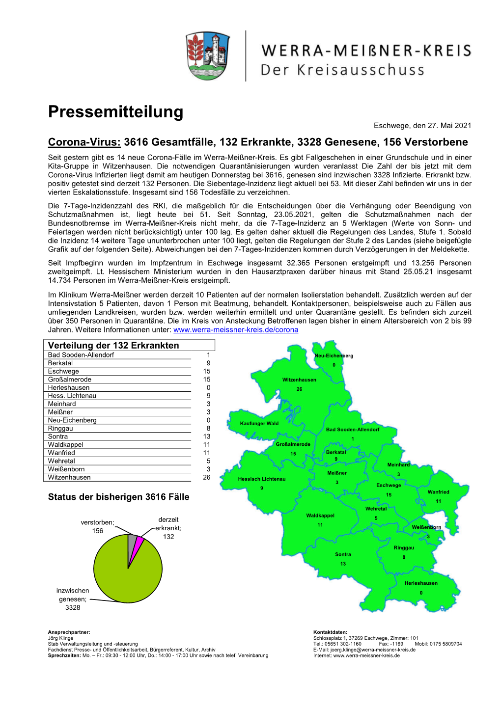 Pressemitteilung Eschwege, Den 27