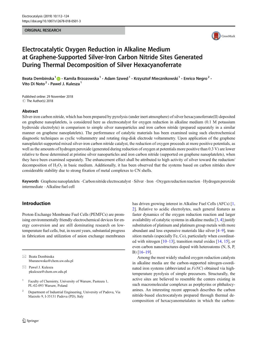 Electrocatalytic Oxygen Reduction in Alkaline Medium at Graphene-Supported Silver-Iron Carbon Nitride Sites Generated During