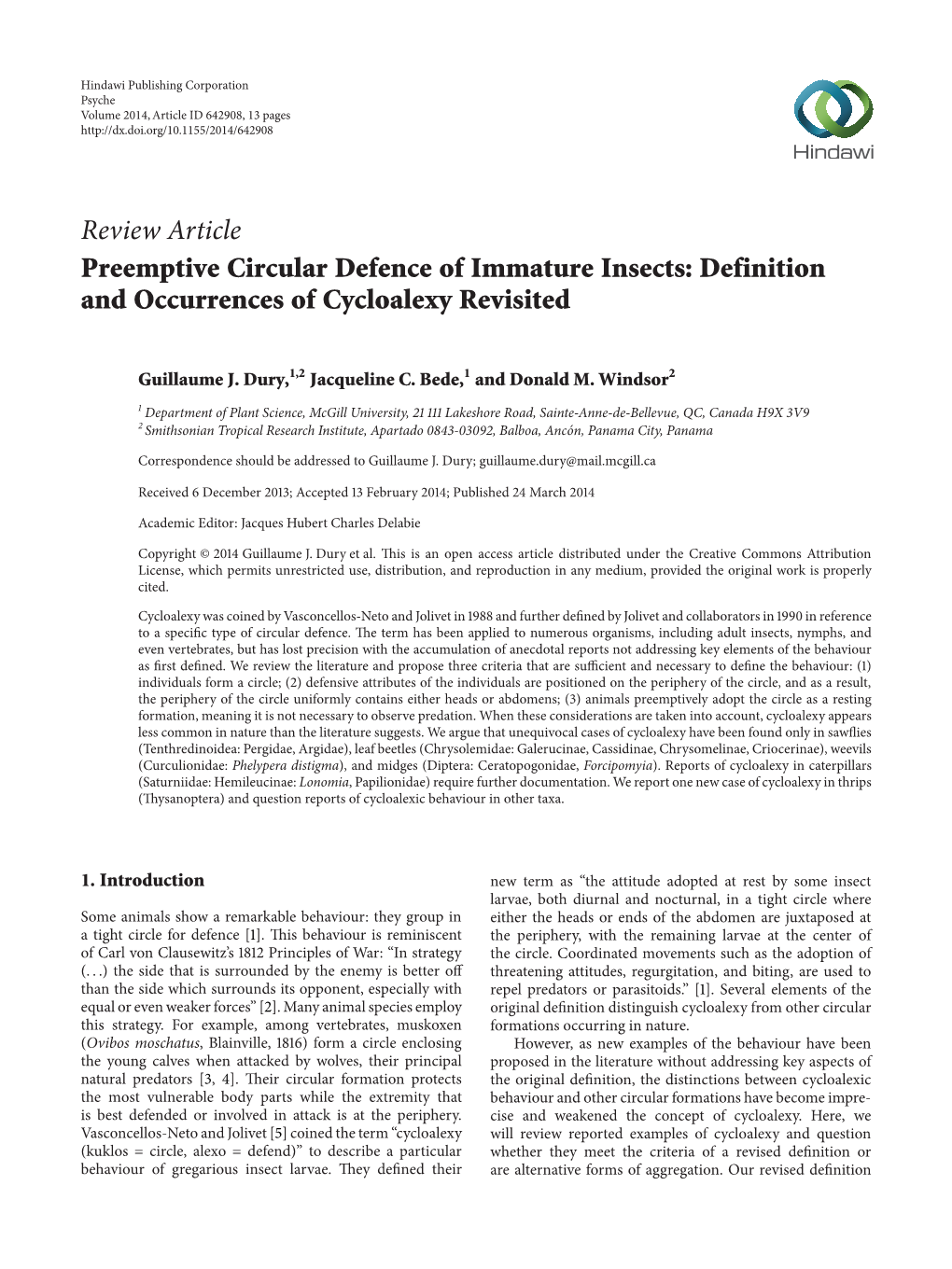 Preemptive Circular Defence of Immature Insects: Definition and Occurrences of Cycloalexy Revisited