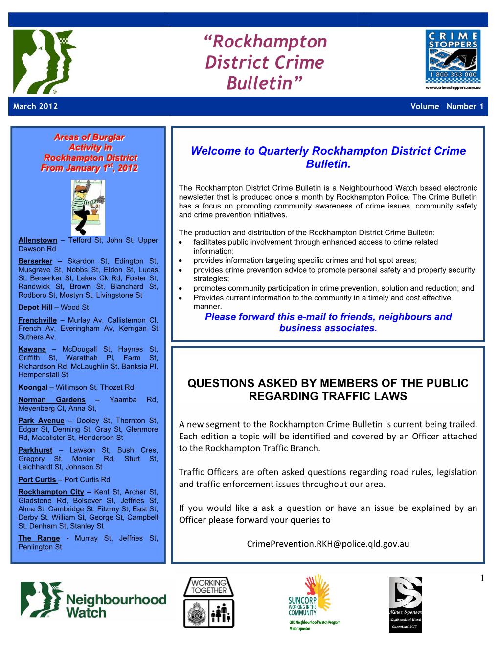 Rockhampton District Crime Bulletin March 2012