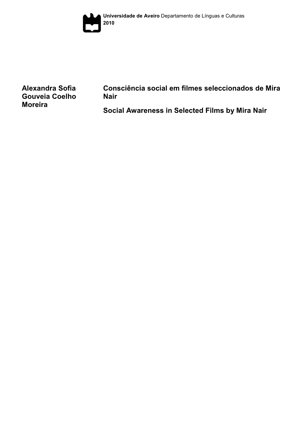 Alexandra Sofia Gouveia Coelho Moreira Consciência Social Em