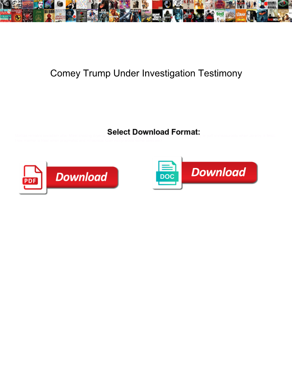 Comey Trump Under Investigation Testimony