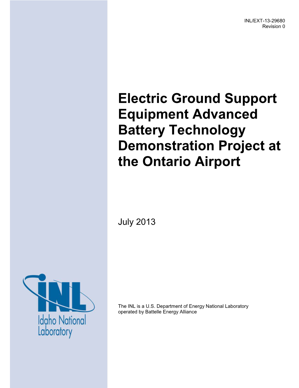 Electric Ground Support Equipment Advanced Battery Technology Demonstration Project at the Ontario Airport