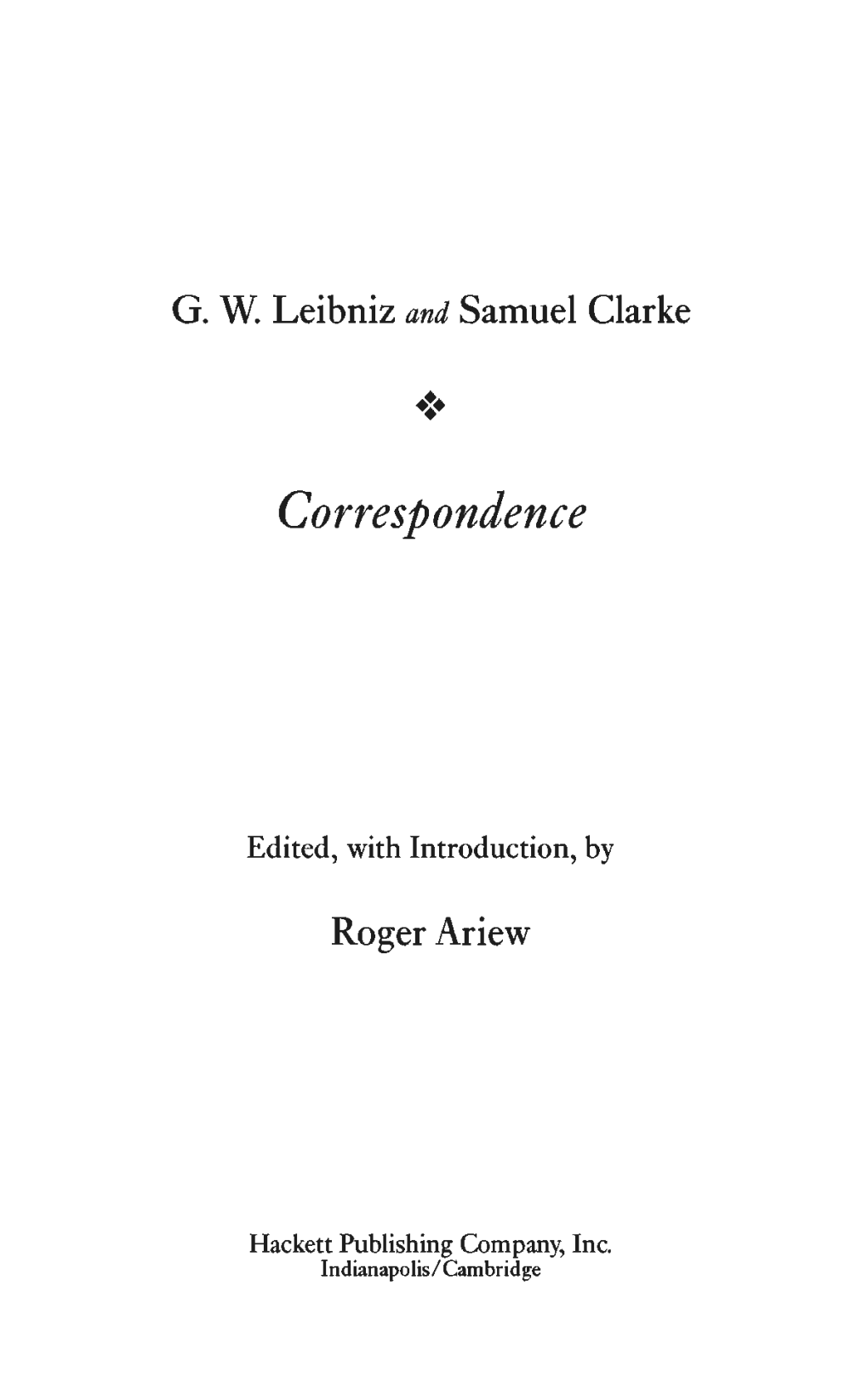 The Leibniz-Clarke Correspondence