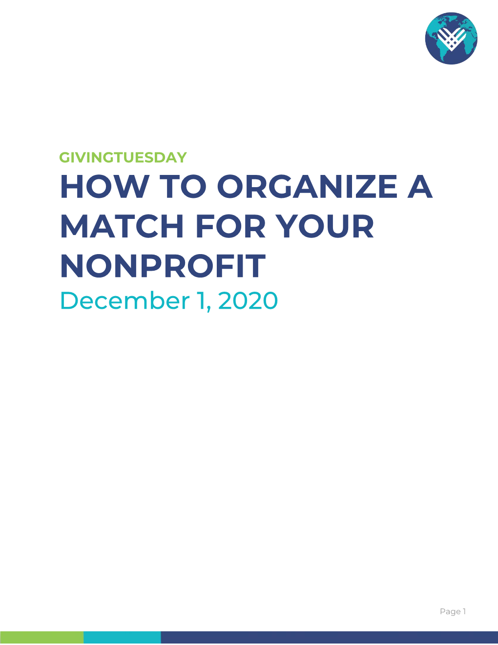 GIVINGTUESDAY HOW to ORGANIZE a MATCH for YOUR NONPROFIT December 1, 2020